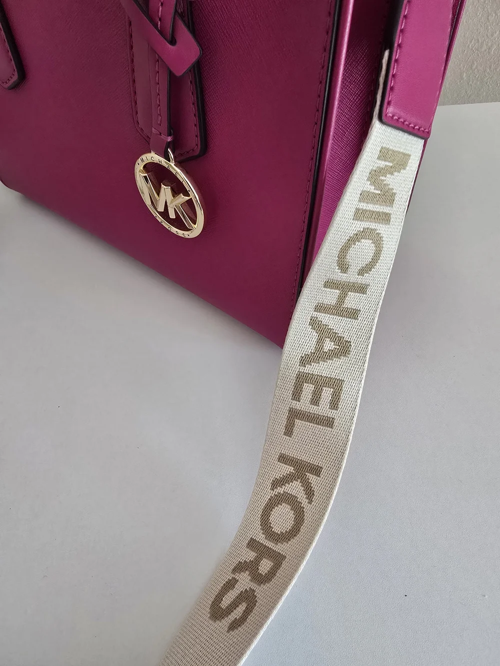 MICHAEL KORS Pink Jet Set Signature Leather Satchel